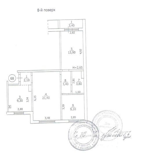 Житлова нерухомість 	квартира №68, загальною площею 64,7 кв. м, адреса: Донецька обл., м. Макіївка, вул. Черняховського, 8а, та складається з трьох жилих кімнат